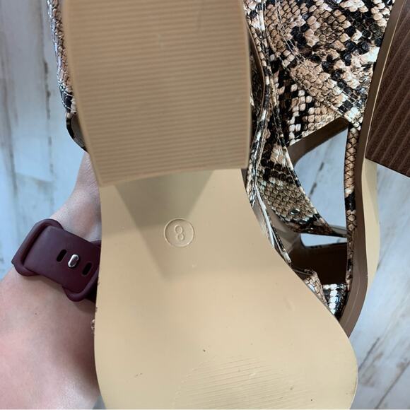 Lulus Vincient Tan Snake Print Cutout Lave-up Ankle Booties - Picture 6 of 7